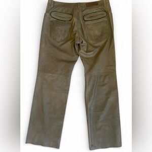 Roberto Cavalli Brown Leather Pants L Vtg Y2K Lined Straight Leg Chocolate Italy